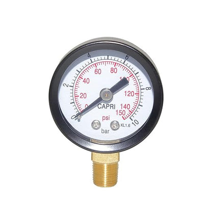 Joywayus Pressure Gauge 0 to 150 PSI Brass 1/8" Male NPT Thread Lower Mount, Multiple Function