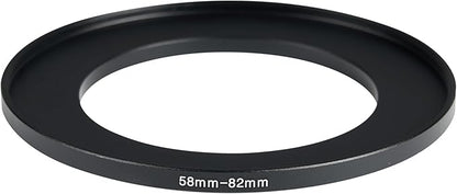 58-82mm Metal Step-Up/Down Ring Adapter Compatible with Mirrorless Cameras DSLR Lens, UV CPL ND Filter Thread Converter, Black