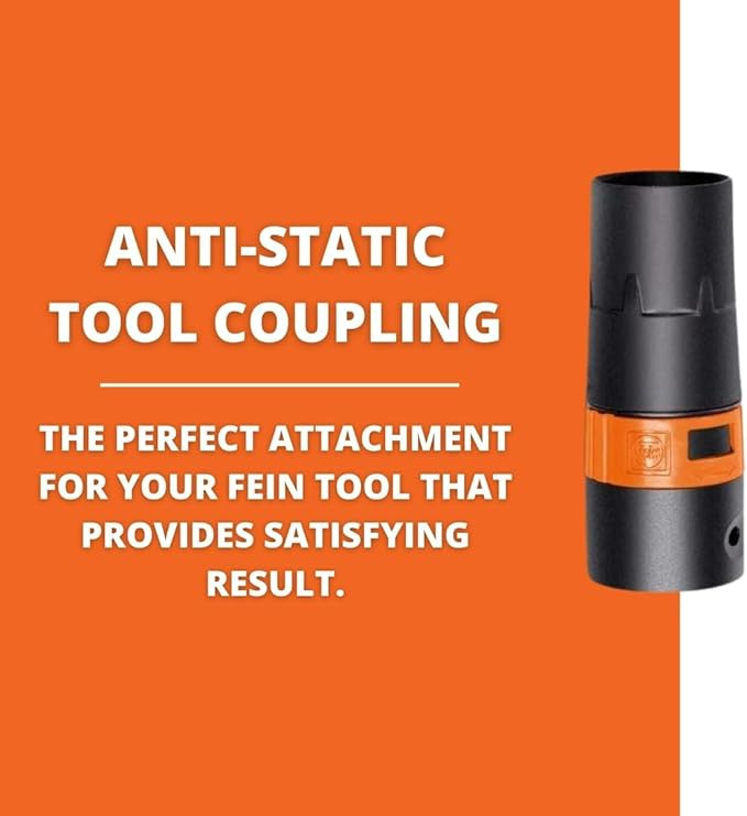 Fein Anti-Static Tool Collar for 35mm Hose to 38mm Power Tool Connection - Electrostatically Conductive for Dustex Wet/Dry Dust Extractors - 31345123010