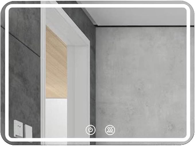 Rectangle Bathroom Mirror with Lights Touch Control Switch Demister Pad,3 Color Lighting Modes