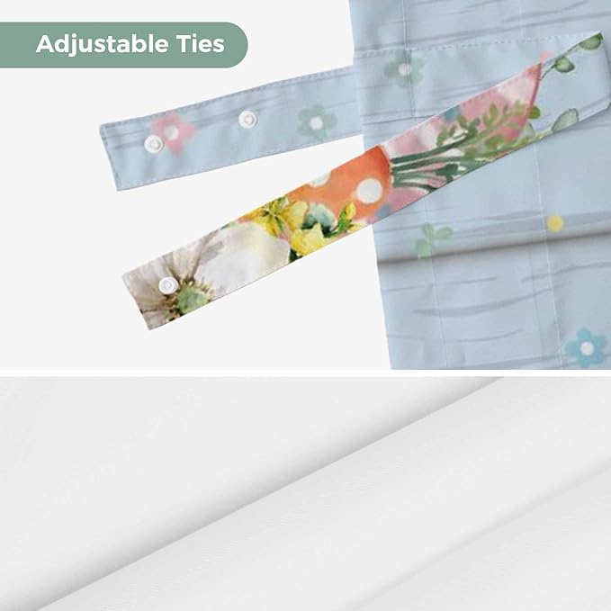 Spring Easter Tie Up Valance Curtains for Windows, Kitchen Curtains Window Shades, Rabbit Ears Foot Colorful Eggs Wooden Plank Light Filtering Roman Curtain Valances for Bedroom/Bathroom/Cafe 60"x18"