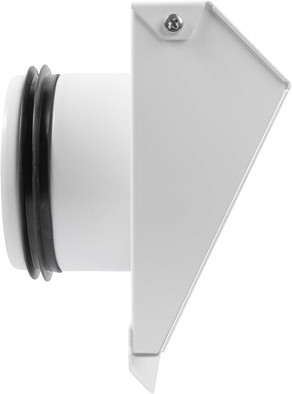 Vent Systems 4" Inch Exhaust Vent Cover with Rubber Gasket - White Galvanized Steel - Robust and Weatherproof Outdoor Air Exhaust Box - Duct or Surface Mounting - Rain and Snow Protection