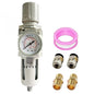 3/8" NPT Air Filter Pressure Regulator Combo Water Separator for Air Compressor Line Semi-Auto Drain 5 Micron Brass Element 0-150 psi Gauge