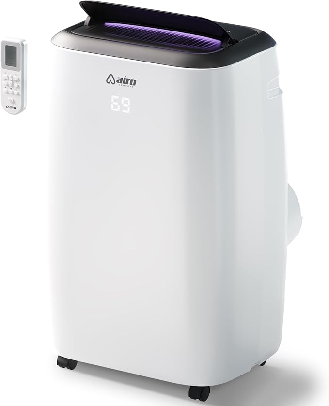 Portable Air Conditioners 10000 BTU AIRO COMFORT, AC Unit Floor Standing with Remote Control & DYI Installation Kit