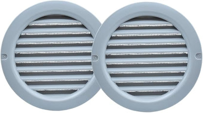 VENTS-US – 5" Round Light Gray Plastic Vent Cover with Built-in Insect Screen Mesh and Flange for Supply or Exhaust Air Applications - Compatible with 5 Inch Diameter Ducts (2-Pack)