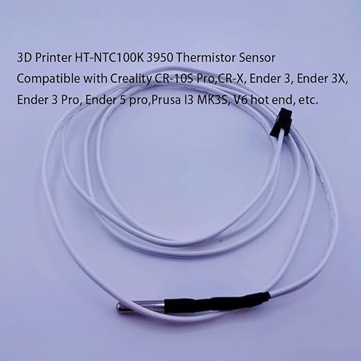 3Pcs 3D Printer HT-NTC100K Thermistor, Ender 3 Thermistor Upgrade NTC 100K 3950 Thermistor Sensor 3x15, XH2.54 2Pin Compatible for Ender 3 v2, Ender 5, CR-10 Series V6 Volcano 3D Printer Hotend,