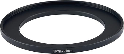 58mm Lens to 77mm Camera Lens Adapter 58mm to 77mm Step Up Ring Adapter Ring for All Brands of UV ND CPL, with Premium Lens Wiping Cloth 2 Pack(58mm-77mm)