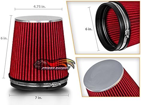 RED 6" 152 mm Inlet Short Truck Air Cone Replacement Performance Washable Clamp-On Dry Air Filter (6" Tall)