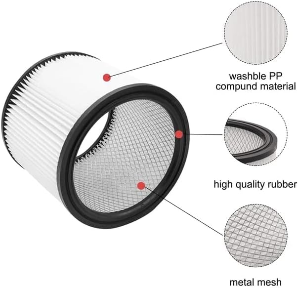 HEPA Cartridge Replacement Filter Compatible with Shop-Vac Filters 90304 9030400 903-04-00 9034, 5 Wet/Dry Vacuum Cleaners 5 Gallon and above. (2 PAck)