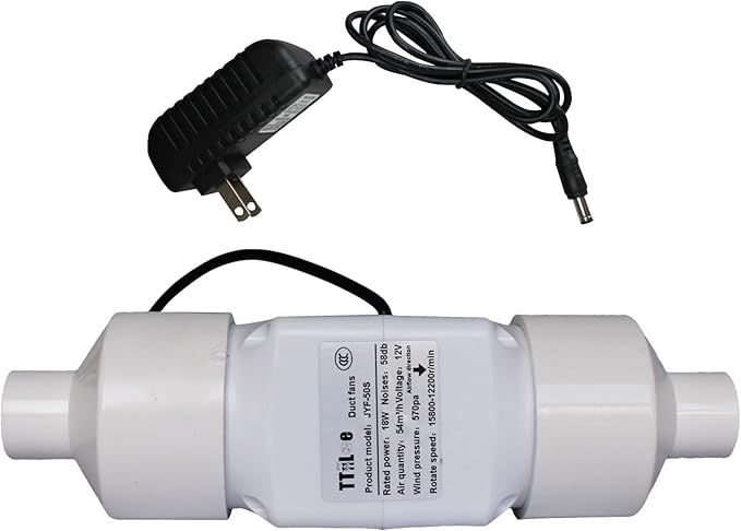 18W 12V Duct Extractor Fan 2” 50mm with 20mm PVC Pipe Interface 32 CFM Air Circulation Vent Blower for Heating Cooling Greenhouse (Color : Not Adjustable Speed, Size : 50mm/20mm)