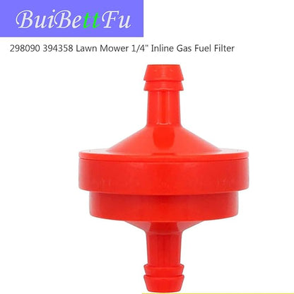 298090 394358 Lawn Mower 1/4" Inline Gas Fuel Filter for B & S BS 394358S 5098K AM38708 7-6572 1/4" Inline Gas 75 Micron Assembly (2/Pack)