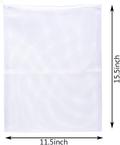 JIHAQUA Aquarium Filter Bags Large - Reusable Fish Tank Filter Media Mesh Bags with Plastic Zipper (11.5 x 15.5 inch (6 Pack))
