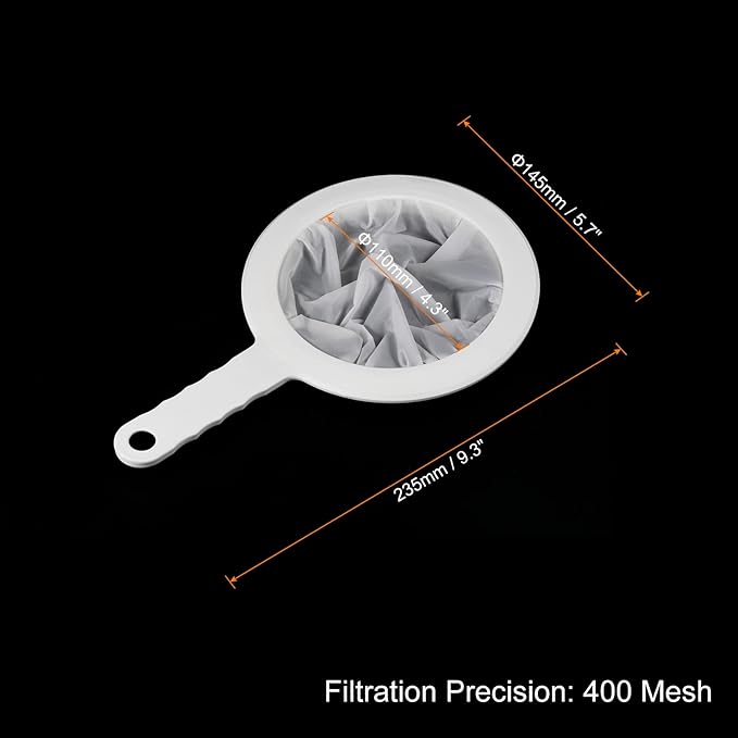 PATIKIL 9"x6" Food Filter Strainer, 400 Mesh Kitchen Mesh Filters Strainers Fine Mesh Sieve with Handle for Filter Juice Coffee Soy Milk, White