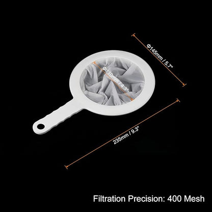 PATIKIL 9"x6" Food Filter Strainer, 400 Mesh Kitchen Mesh Filters Strainers Fine Mesh Sieve with Handle for Filter Juice Coffee Soy Milk, White