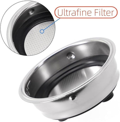 2-Pack Pressurized Coffee Filter Basket 51mm Portafilter Basket for Espresso Machine Single and Double Serving(Detachable basket set)