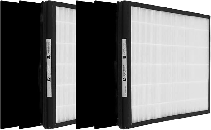 IAF-H-100D Idylis D Replacement Filter Size D, Compatible with Idylis AC-2118, AC-2123, IAP-10-280 Air Purifier Devices, 2 H13 True HEPA Filters + 4 Activated Carbon Pre-filters