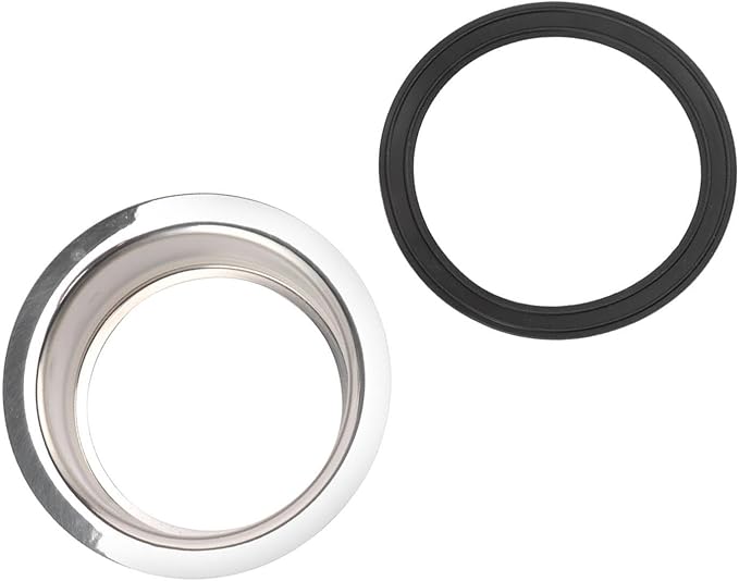Extended Sink Flange Stainless Steel Deep Garbage Disposal Flange with Rubber Gasket Food Waste Filtering Replacement Part for 3 Bolt Mount Kitchen Sink Drain