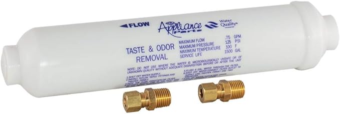 EZ-Flo 10 Inch Line Water Filter, Brass 1/4 Inch MIP x 7/16 Inch Compression Adapters, 1500 Gallon Capacity, 60461N