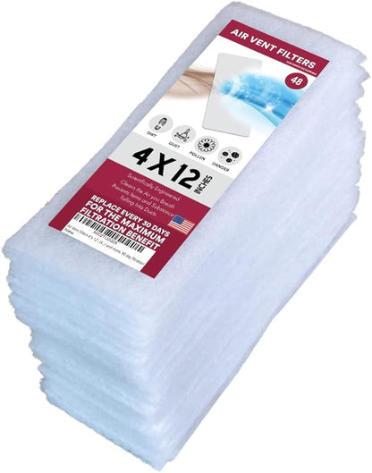 NORTHWEST ENTERPRISES Vent Filters, 48 Floor Vent Register Filters - 4"x12", 90 Day Filtration