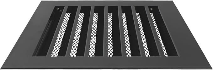 Repa Market 8" x 8" Inch (Inner Dimensions) Galvanized Black Soffit Vent Cover - Louvered Square Gable Vent with Mesh Screen - Intake/Exhaust Ventilation Grill - HVAC Ducting Return Air Vent Cover