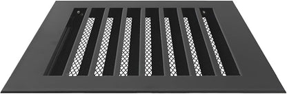 Repa Market 8" x 8" Inch (Inner Dimensions) Galvanized Black Soffit Vent Cover - Louvered Square Gable Vent with Mesh Screen - Intake/Exhaust Ventilation Grill - HVAC Ducting Return Air Vent Cover