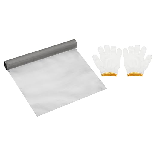 PATIKIL 40" L x 16" W Woven Wire Mesh, 350 Mesh 304 Stainless Steel Air Vent Filter Screen with Gloves for Window Security Vent Cover Filtration Animals Fence