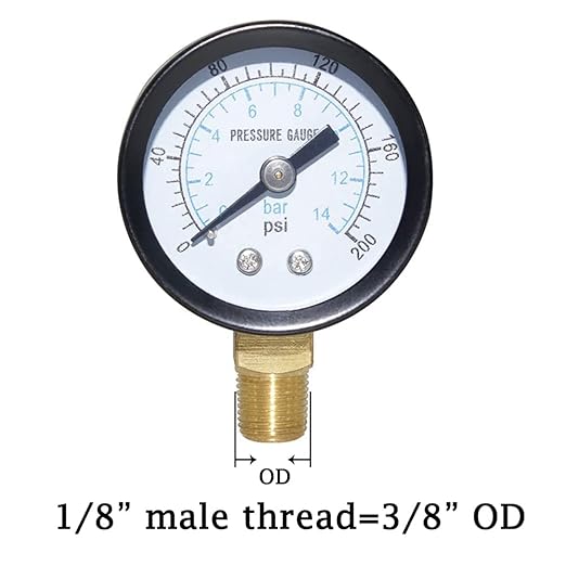 Joywayus Pressure Gauge 0 to 200 PSI Brass 1/8" Male NPT Thread Lower Mount, Multiple Function