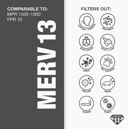 Aerostar 20x26x1 MERV 13-6 Count - Pleated Furnace & Air Conditioner Filters - Removes Bacteria, Dust, Cold & Flu Germs, Lint, Mold, Pet Dander, Allergy-Causing Pollen, Smog, Smoke & Viruses