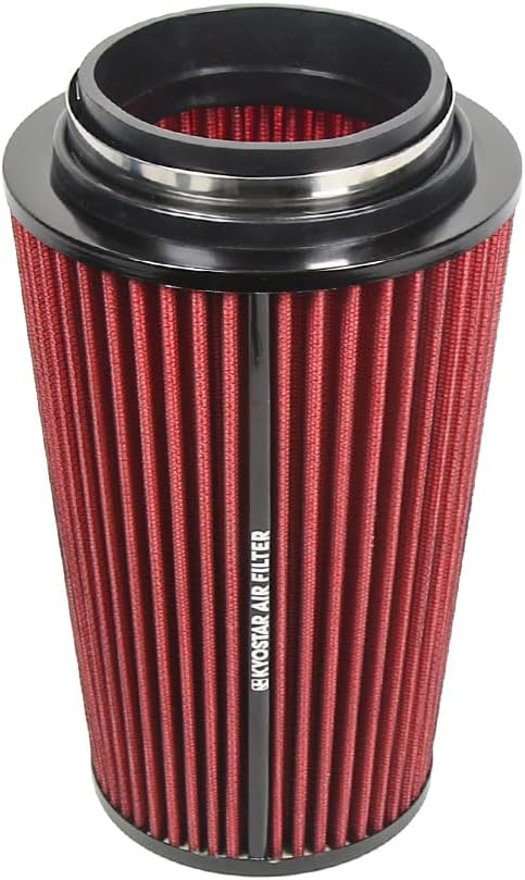 Universal 3/3.5/4" (75/89/100mm) High-Flow Air Filter, Reusable Cone Cold Air Intake, High Performance, Clamp-On Car High Flow Air Kit, Flange Diameter: 3/3.5/4 Inch, Height: 10 Inch, RED