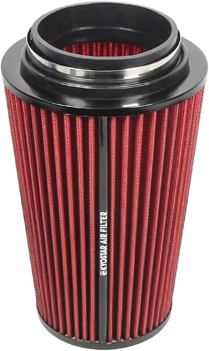 Universal 3/3.5/4" (75/89/100mm) High-Flow Air Filter, Reusable Cone Cold Air Intake, High Performance, Clamp-On Car High Flow Air Kit, Flange Diameter: 3/3.5/4 Inch, Height: 10 Inch, RED