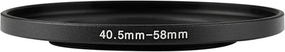 40.5-58mm Metal Step-Up Ring Adapter Compatible with Mirrorless Cameras DSLR Lens, UV CPL ND Filter Thread Converter, Black