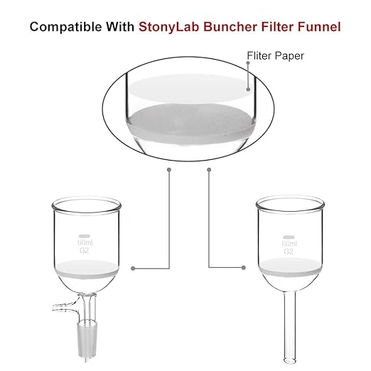 StonyLab Quantitative Filter Paper Circles, 46mm Diameter Cellulose Filter Paper with 20 Micron Particle Retention Medium Filtration Speed, Pack of 100