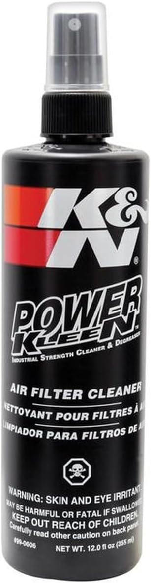 K&N Air Filter Cleaner and Degreaser: Power Kleen; 12 Oz Spray Bottle; Restore Engine Air Filter Performance, 99-0606