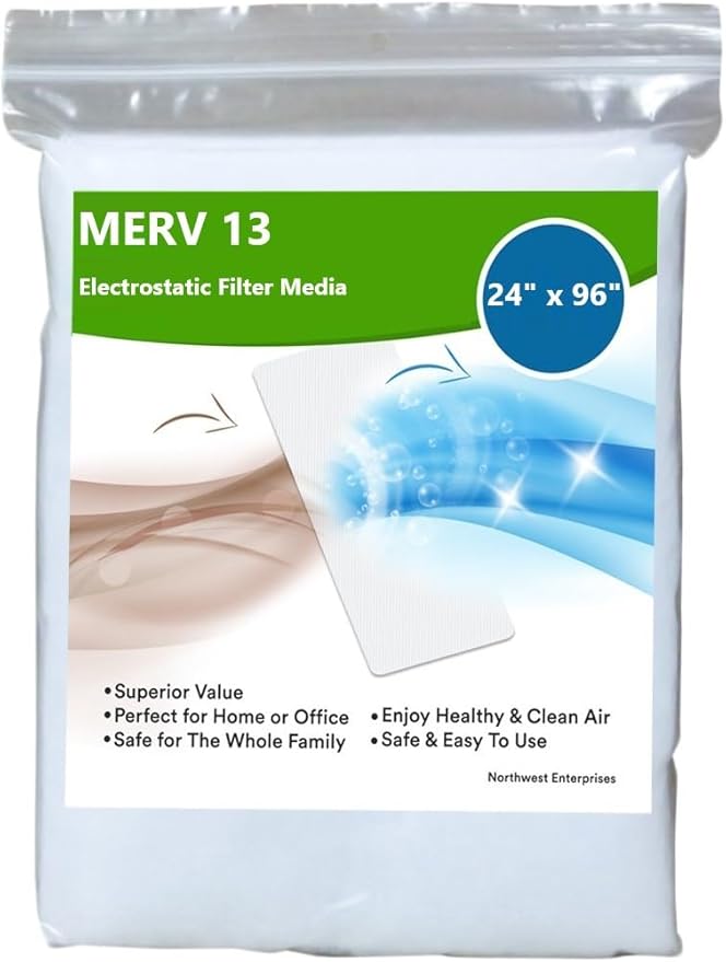 NORTHWEST ENTERPRISES MERV 13 Filter Media, Cut to Fit, Washable Air Filter (24" x 96" x 1/16")