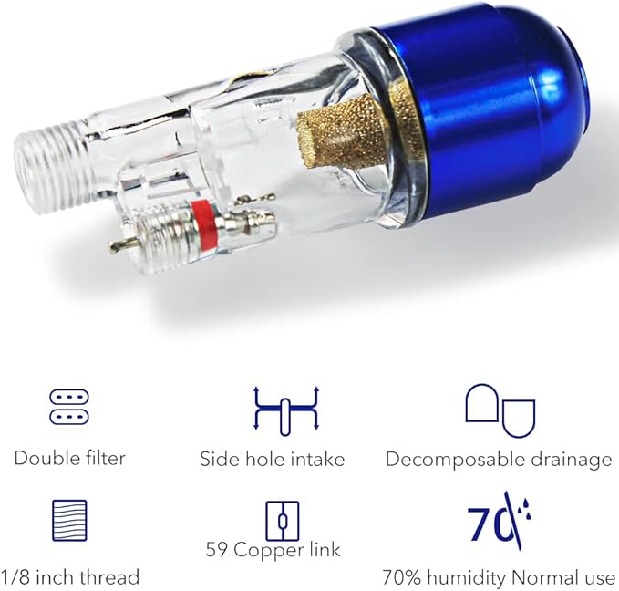 HUBEST New Airbrush Filter 1/8'' Comfortable Handy in-Line Mini Air Filter Moisture Water Trap Spray Pen Brush Tool Oil-Water Separator