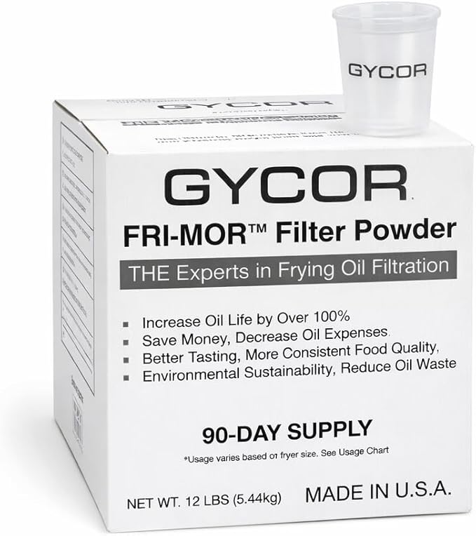 FRI-MOR™ Commercial Deep Fryer Oil Filter Powder – Oil Saver & Extender, 2X Oil-Life, 50% Cost Savings, Removes Odors & Burnt Flavors, For Restaurants & Food Trucks, 12 lb (90-Day Supply), Made in USA