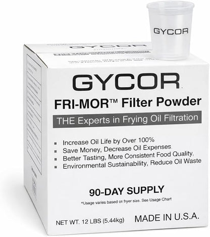 FRI-MOR™ Commercial Deep Fryer Oil Filter Powder – Oil Saver & Extender, 2X Oil-Life, 50% Cost Savings, Removes Odors & Burnt Flavors, For Restaurants & Food Trucks, 12 lb (90-Day Supply), Made in USA