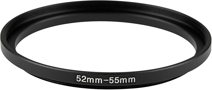 52-55mm Metal Step-Up/Down Ring Adapter Compatible with Mirrorless Cameras DSLR Lens, UV CPL ND Filter Thread Converter, Black