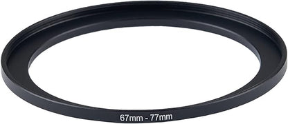 67mm Lens to 77mm Camera Lens Adapter 67mm to 77mm Step Up Ring Adapter Ring for All Brands of UV ND CPL, with Premium Lens Wiping Cloth 2 Pack (67mm-77mm)