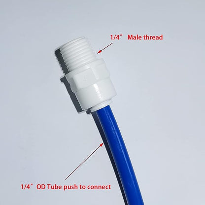 YZM Straight Male Thread Adapter 1/4" Male x 1/4" OD Tube Quick Connector,for Water Purifiers Filters Reverse Osmosis Systems,5 pcs.