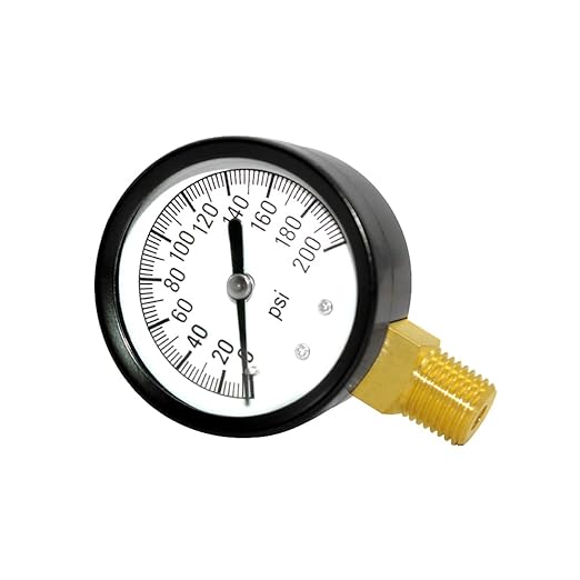 Joywayus Pressure Gauge 0 to 200 PSI Brass 1/4" Male NPT Thread Lower Mount, Multiple Function