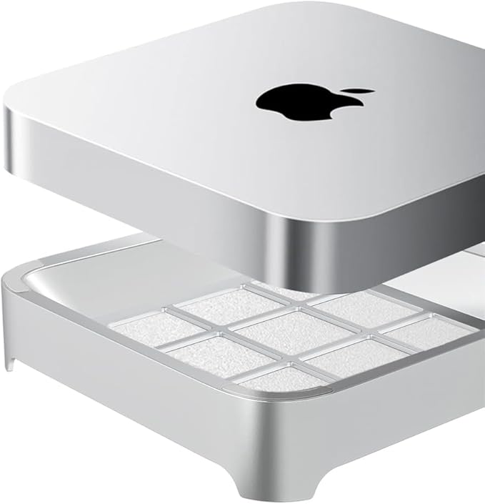 IFCASE Desktop Dust, Air Filter Stand for Mac Mini 2010-2023 M1 M2 Pro, Mac Studio M1 M2 Max/Ultra (Silver)