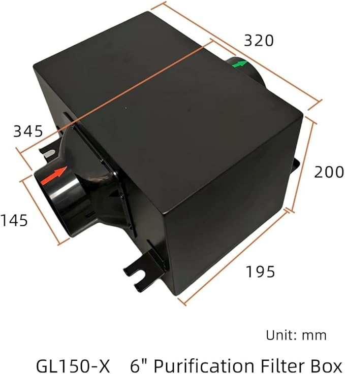 6 Inch Fresh Air Intake Inline Filter Box With 3 Layers Pre-filter Activated Carbon and HEPA filter HVAC System Heating And Cooling Ventilation