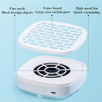 Mini Nail Dust Collector & Extractor Fan - Low Noise Portable Vacuum for Nail Drilling and Polishing, Compact Design with Magnetic Filter Cover for Home Salon (BLUE)