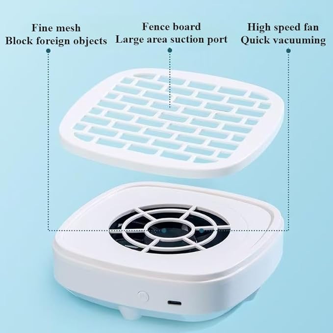 Mini Nail Dust Collector & Extractor Fan - Low Noise Portable Vacuum for Nail Drilling and Polishing, Compact Design with Magnetic Filter Cover for Home Salon (WHITE)