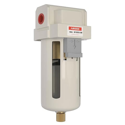 AIRZOE 1/2" NPT Air Dryer for Compressor - Air Compressor Water Separator AF4000-04, Manual Drain,5 Micron Brass Element, Poly Bowl