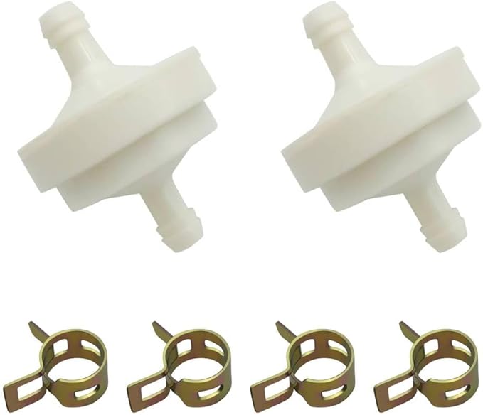 Strongthium Lawn Mower 1/4 Inch ID Inline Gas Fuel Filter Replacement for Briggs Stratton Craftsman Toro 394358s 56679 394358 394358B 7014359YP 56679MA x2 with Fuel Clamps x4