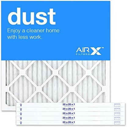 AIRx DUST 20x20x1 MERV 8 Pleated Air Filter - Made in the USA - Box of 6