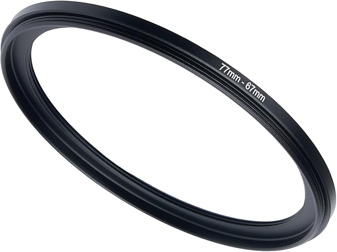 77mm to 67mm Step-up Adapter Rings Filter Adapter Black Metal Step Down Filter Ring Adapter Compatible with All Brand UV CPL ND Camera Lens Filter Stepping Rings(77mm-67mm)