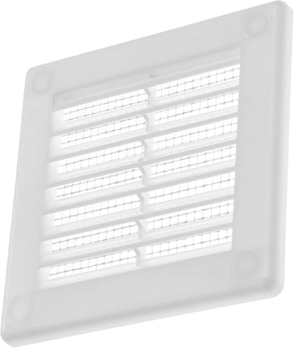 Vent Systems 3" x 3" White Plastic Soffit Vent Cover - 2 Pack - Durable Flat Square Air Vent Grille with Built-in Mesh – Weather Resistant Ventilation Grill for Wall or Ceiling – Indoor & Outdoor